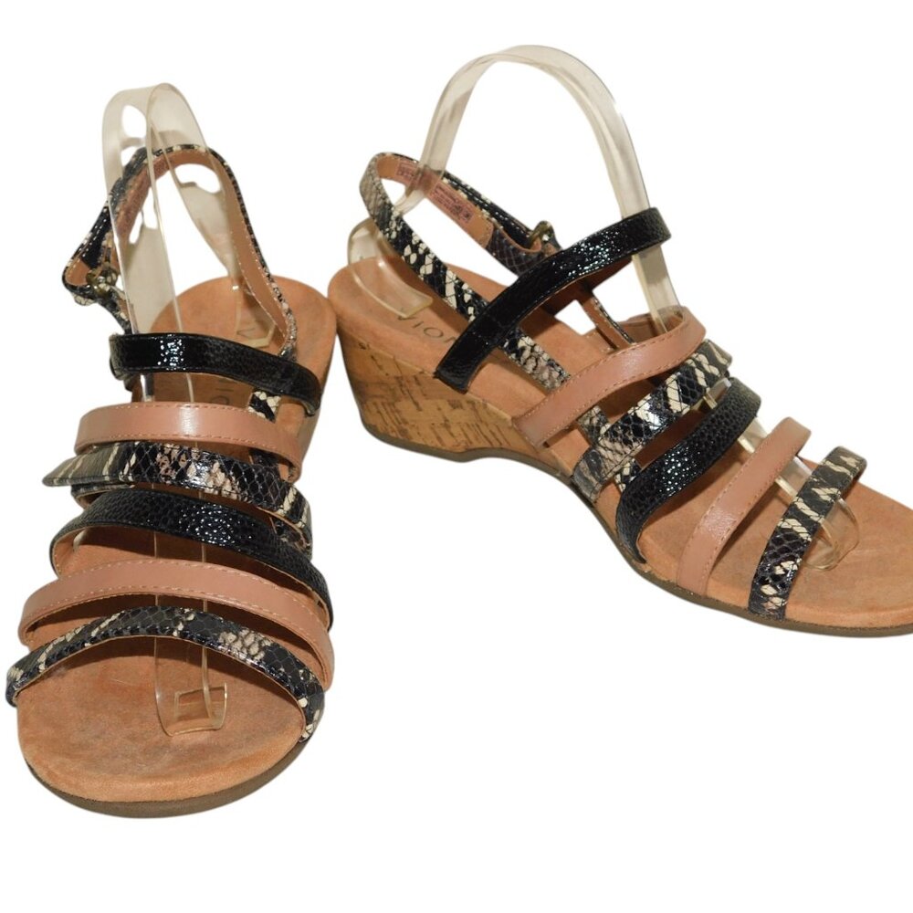 Vionic Tess Snakeskin Embossed Multi Strappy Leat… - image 1